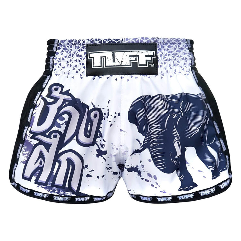 TUFF MRS203 Muay Thai Shorts Retro White War Elephant