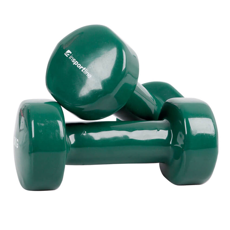 A pair of 3kg Vinyl Dumbbells Smoothbell from inSPORTLINE in green