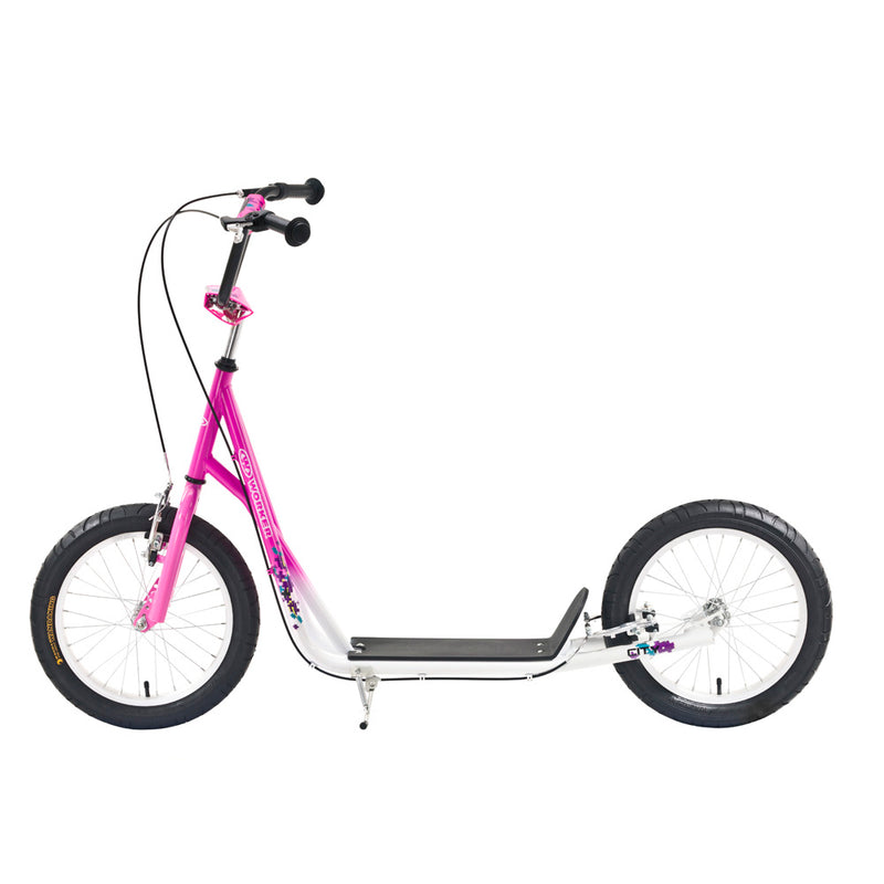 Kids Kick Scooter with 16" Wheels - Pink White - Gymzey.com