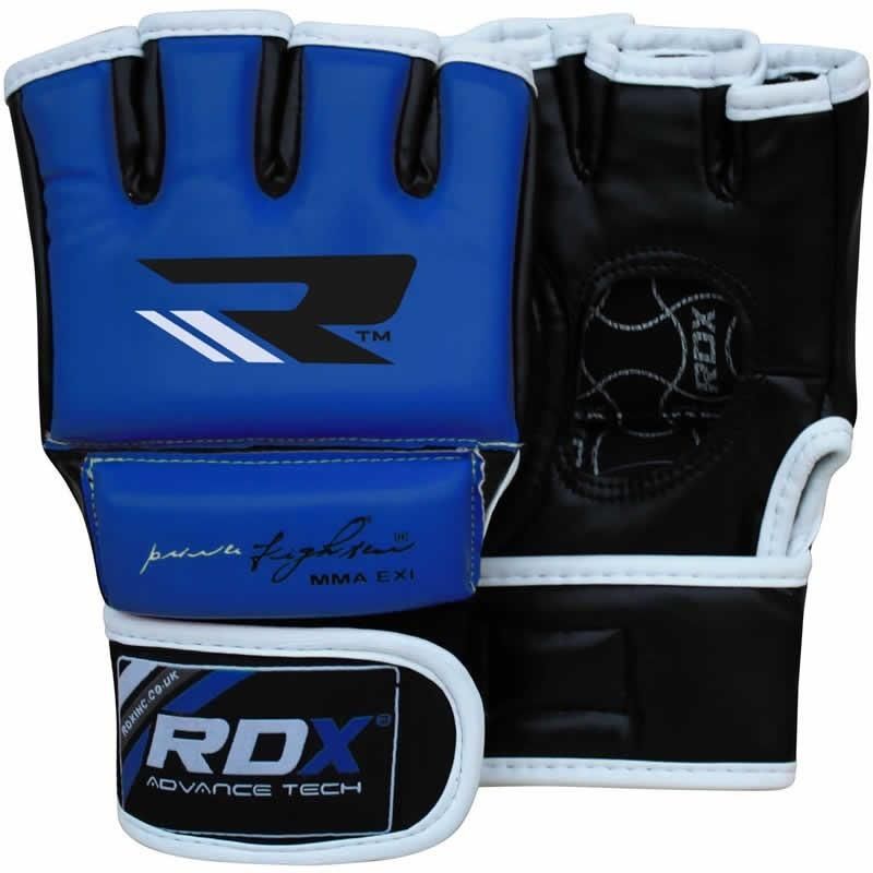 RDX Grappling MMA Training Leather-X Gloves - Blue - Gymzey.com