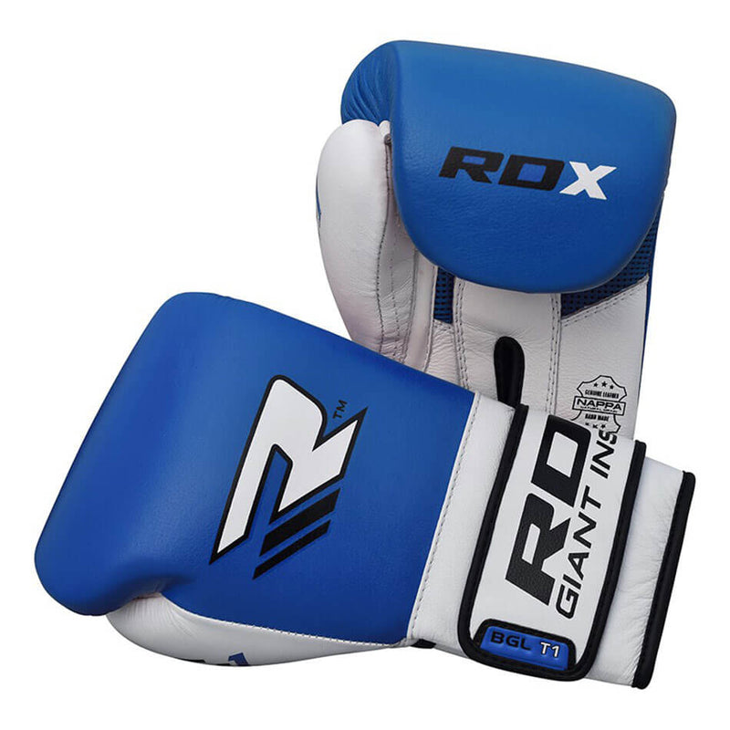 RDX T1 Leather Boxing Gloves Elite - Blue - Gymzey.com