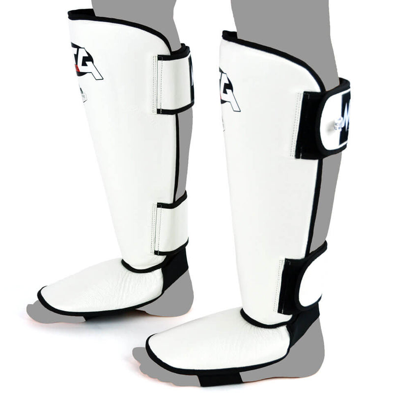 MTG Pro SF1 Leather Shin Pads White