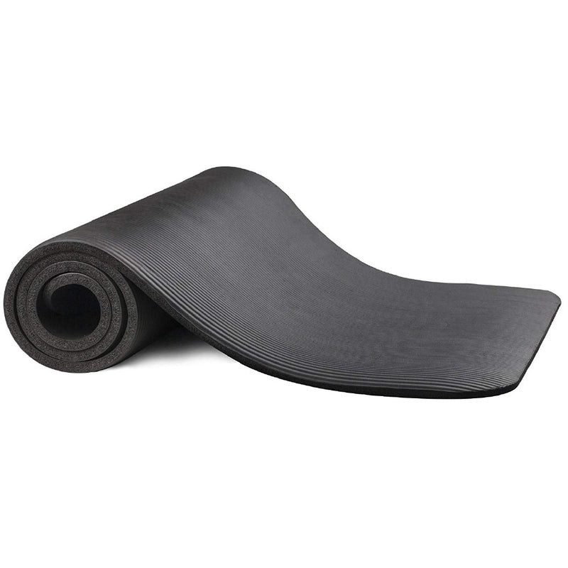 Extra Thick Exercise Yoga Mat with Carrying Strap - Black - Gymzey.com