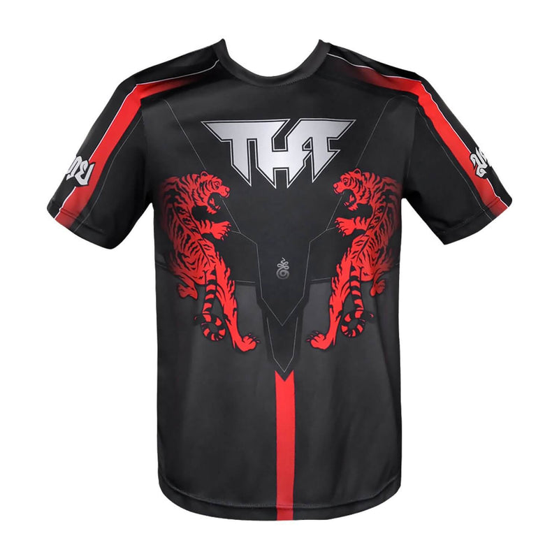 TUFF TS009 T-Shirt Schwarzer Doppeltiger mit thailändischen mythischen Waldkreaturen