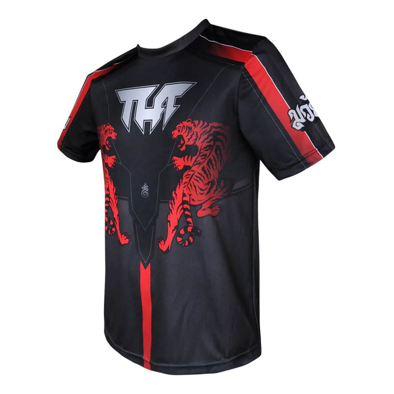 TUFF TS009 T-Shirt Schwarzer Doppeltiger mit thailändischen mythischen Waldkreaturen